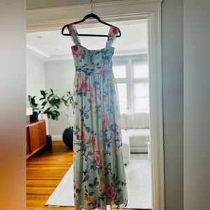 Mint Floral print off shoulder maxi dress